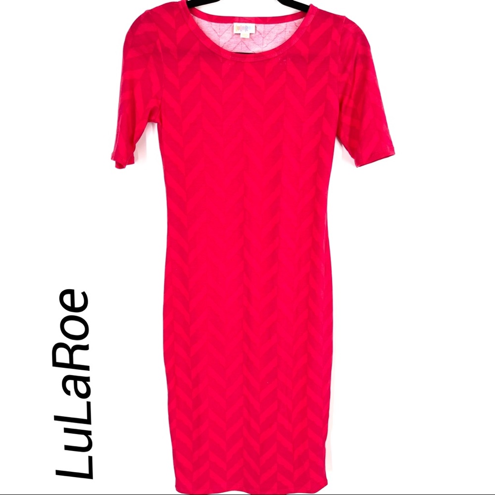 LuLaRoe red Chevron print Julia bodycon dress